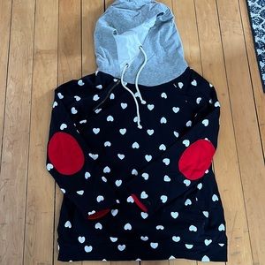 Heart sweatshirt hoodie with elbow patches